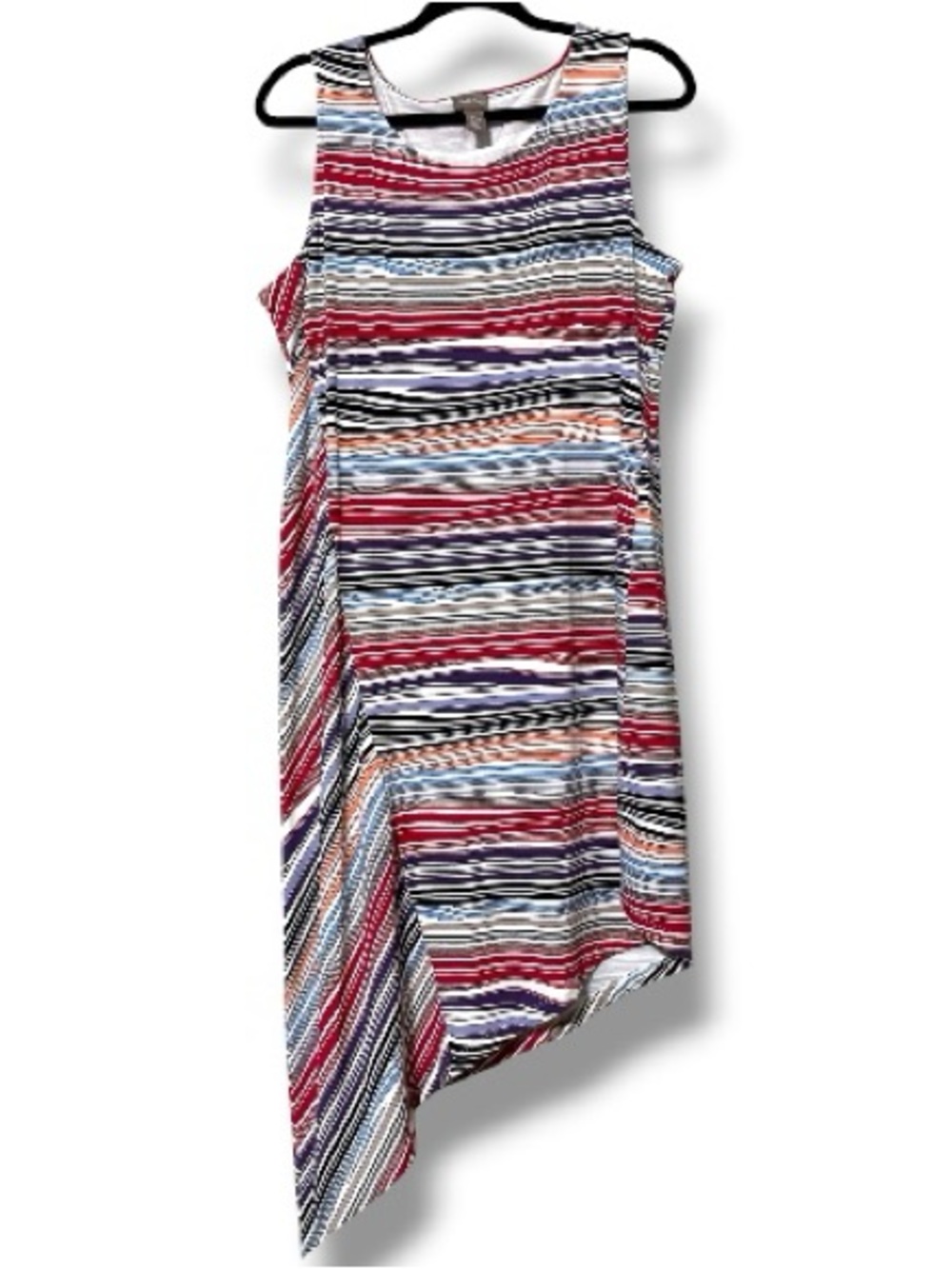 Chico’s size 2 Sleek Stripe Harmony Mixed-Stripe Dress Raspbery Radiance